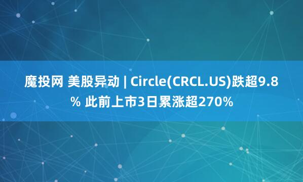 魔投网 美股异动 | Circle(CRCL.US)跌超9.8% 此前上市3日累涨超270%