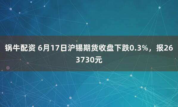 锅牛配资 6月17日沪锡期货收盘下跌0.3%，报263730元